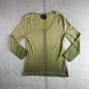 Y2K Ellen Tracy‎ Neiman Marcus Silk Blend Long Sleeve V-Neck Top Women's XS